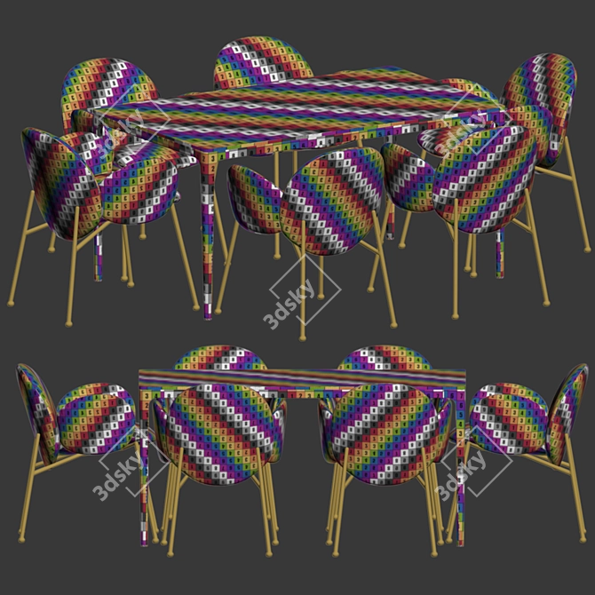 Modern Ola Chair Canto Table Set 3D model image 6