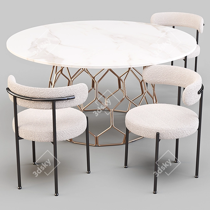 CB2 Circuit Dining Set: Modern Sculptural Table with Inesse Chairs 3D model image 1