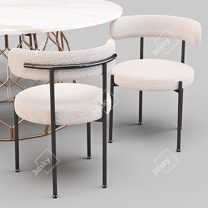 CB2 Circuit Dining Set: Modern Sculptural Table with Inesse Chairs 3D model image 3