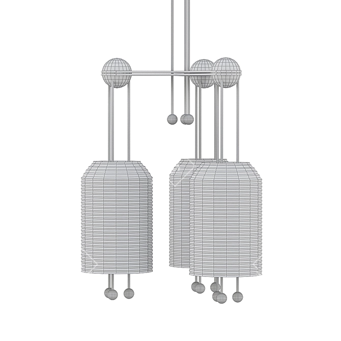 Sleek 3-Pendant Lantern 3D model image 2