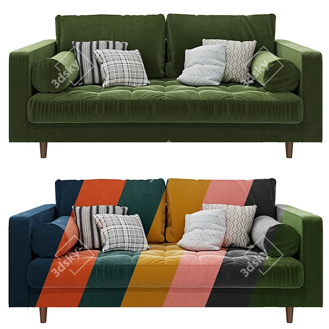 MADE Scott 2 Seater Sofa: Stylish Comfort in 7 Colors 3D model image 1