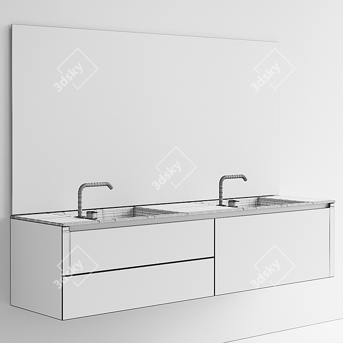 Modern Strato Wood Vanity Set 3D model image 5