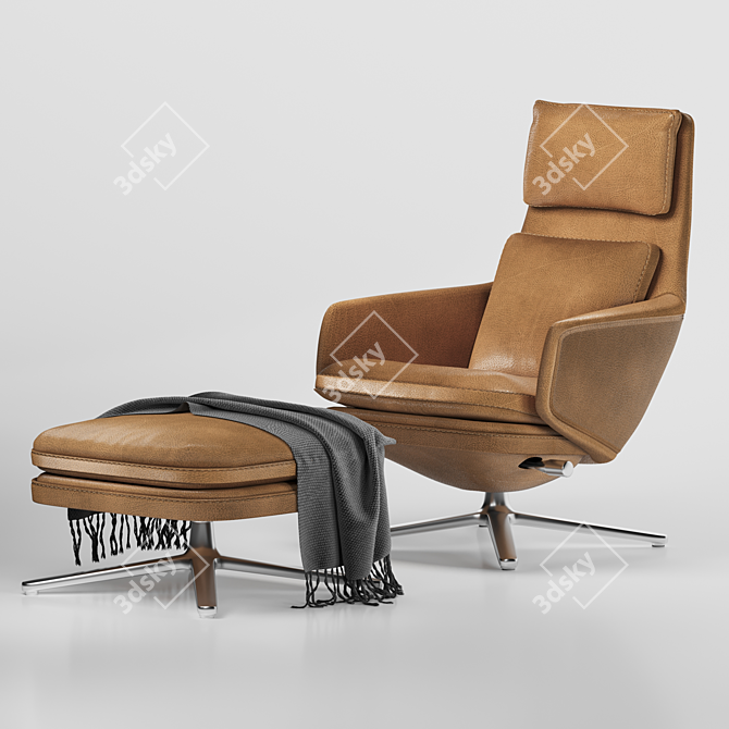 Grand Vitra: Stylish and Adjustable Lounge Chair 3D model image 1