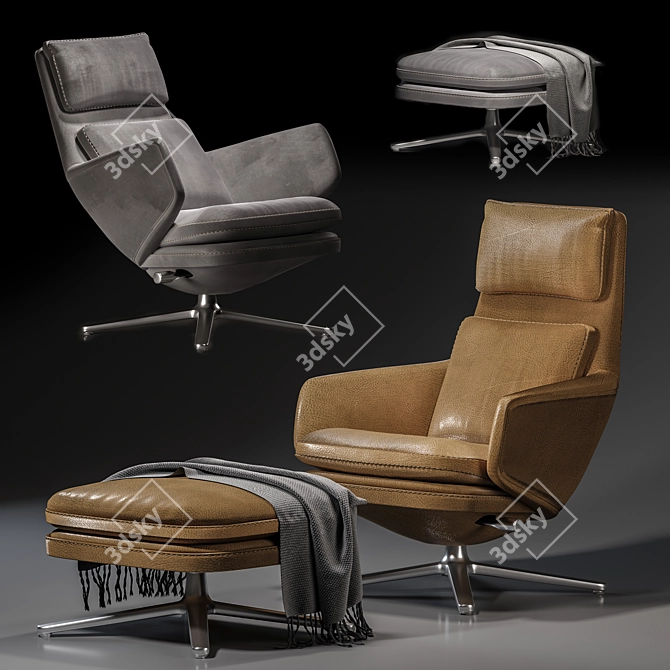 Grand Vitra: Stylish and Adjustable Lounge Chair 3D model image 2