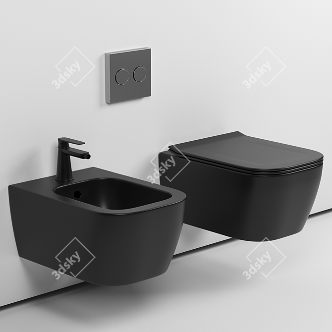 Sophisticated Schwarz Matt Bidet 3D model image 1