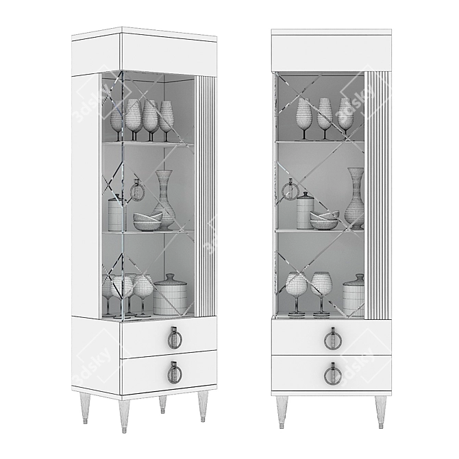 Rimini Solo Glass Showcase Cabinet 3D model image 2