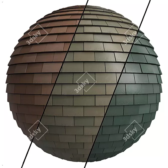 Roof Tile Materials: 3 Colors, PBR 3D model image 4