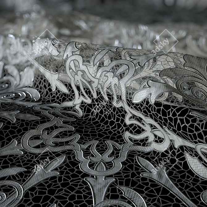 Procedural Lace Embroidery: 4K PBR PNG 3D model image 3