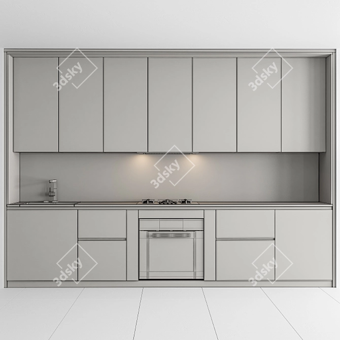 Contemporary White and Gray Kitchen Cabinets 3D model image 3