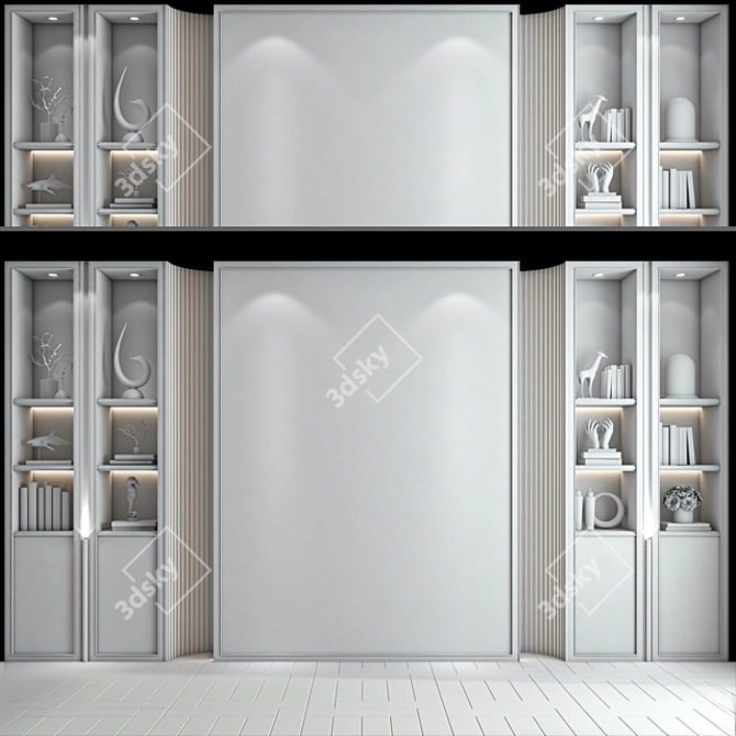 Modern Wall Unit for TV & Dining 3D model image 2