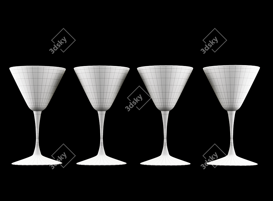 Triangular Engraved Multicolor Martini Glasses 3D model image 4