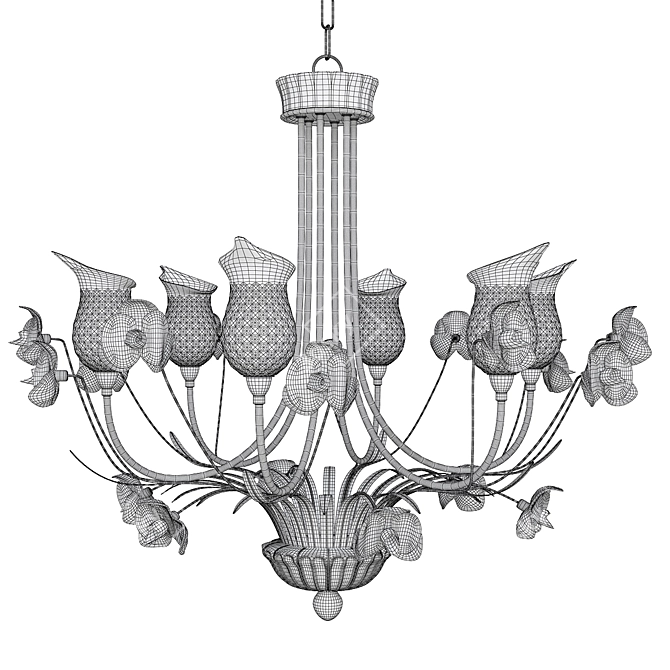 Elegant Orchidea 6-Light Chandelier 3D model image 2