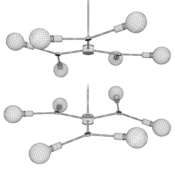 Vintage Industrial Salem Chandelier 3D model image 2