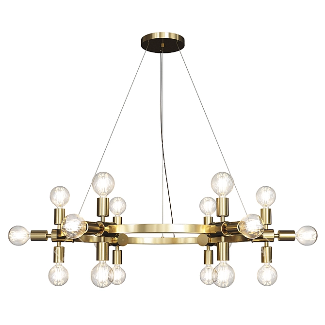 Radcliffe Round Bare Bulb Chandelier: Vintage Elegance Illuminates Any Space 3D model image 1