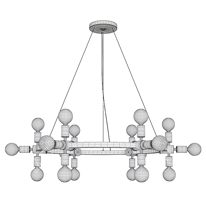 Radcliffe Round Bare Bulb Chandelier: Vintage Elegance Illuminates Any Space 3D model image 2