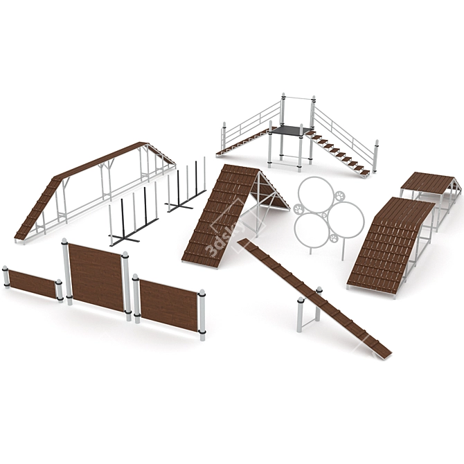 Versatile Dog Training Equipment: Barriers, Slalom, Swings, Tunnel & More 3D model image 7