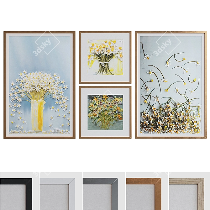 Modern Oil Painting Picture Frame Set 3D model image 1