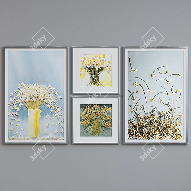 Modern Oil Painting Picture Frame Set 3D model image 2