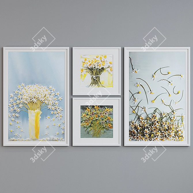 Modern Oil Painting Picture Frame Set 3D model image 4