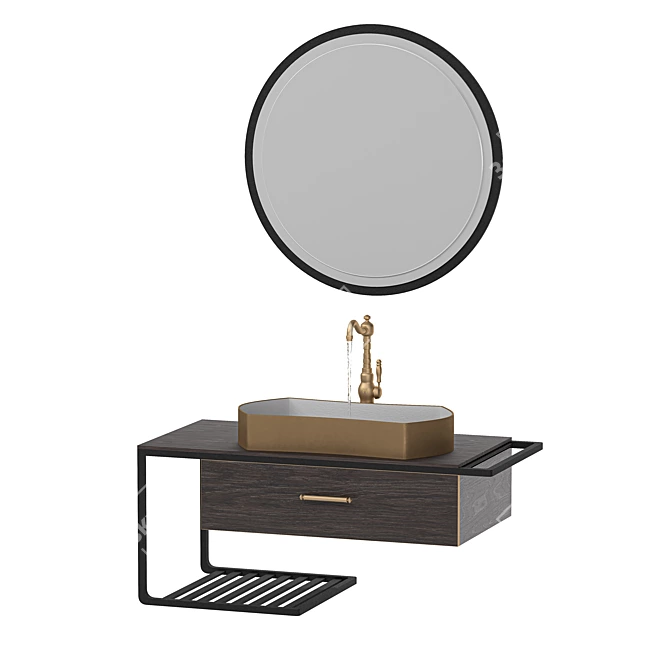 Nordic Black Wall Vanity: Sleek and Stylish 3D model image 2