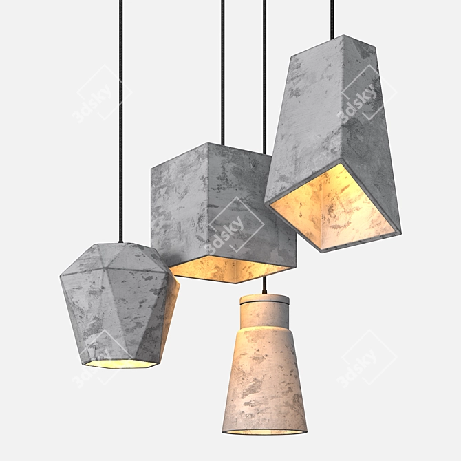 Concrete Pendant Light: Modern Industrial Hanging Lamp 3D model image 1