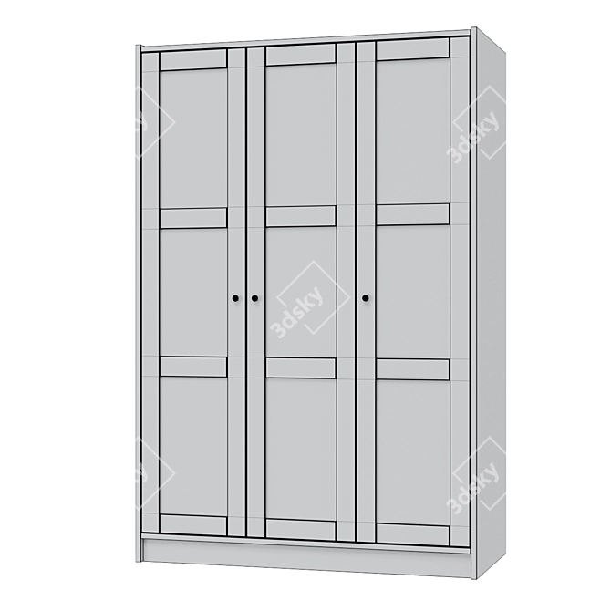 RAKKESTAD 3-Door Wardrobe: Sleek, Black-Brown Design 3D model image 2