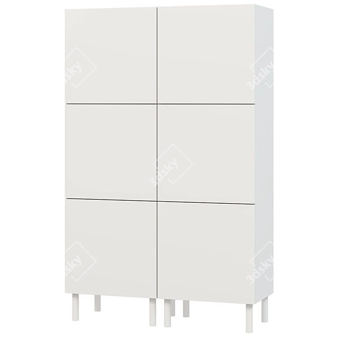 Sleek Wardrobe: 6 Doors, White, 120x42x191 cm 3D model image 1