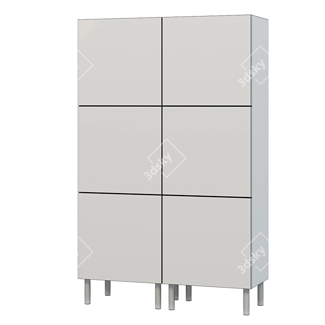 Sleek Wardrobe: 6 Doors, White, 120x42x191 cm 3D model image 2