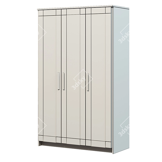 Sleek Black Wardrobe | 3-Door BRIMNES 3D model image 2