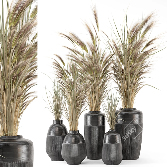 25-Piece Dried Plantset in Handmade Vase 3D model image 1