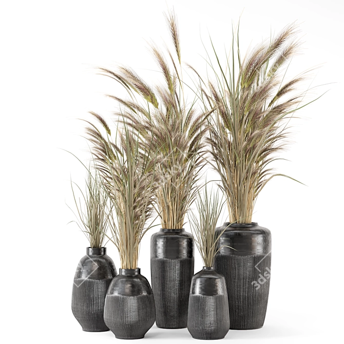 25-Piece Dried Plantset in Handmade Vase 3D model image 6