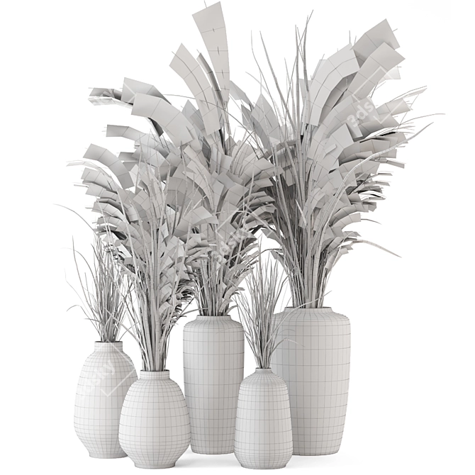 25-Piece Dried Plantset in Handmade Vase 3D model image 7