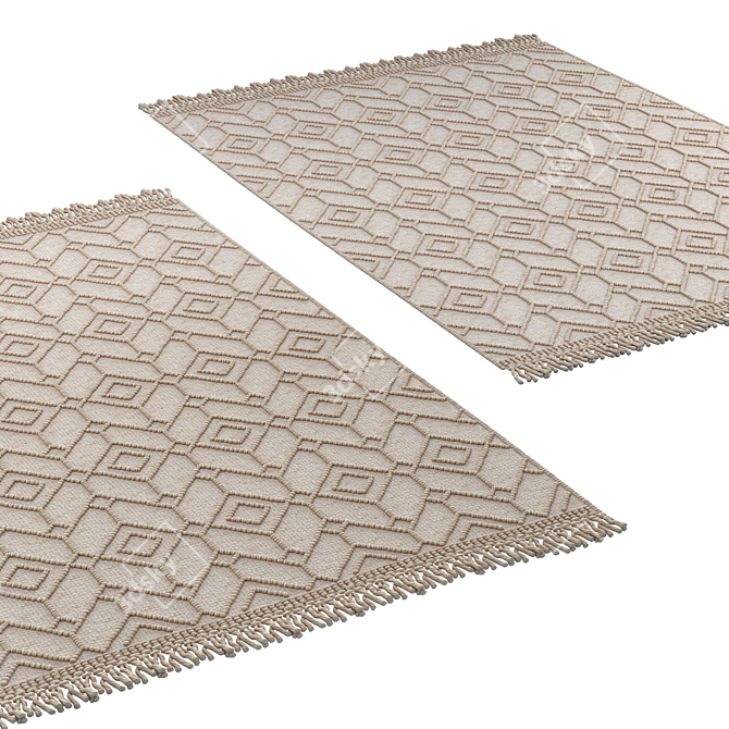 Elegant Beige Terra Wool Blend Rug 3D model image 3