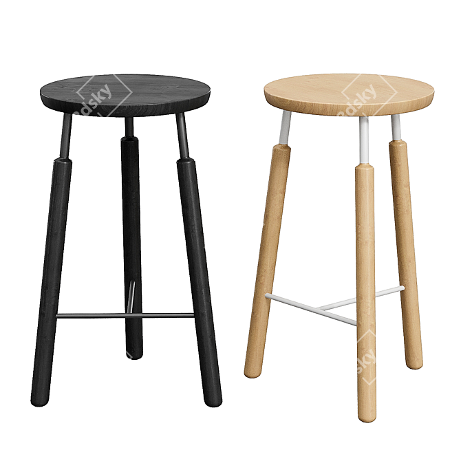 Minimalist Scandinavian Bar Stool 3D model image 3