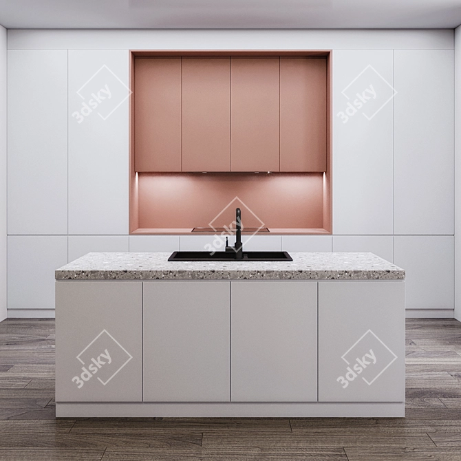 Sleek & Stylish Modern Kitchen 3D model image 1