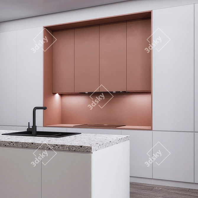 Sleek & Stylish Modern Kitchen 3D model image 3