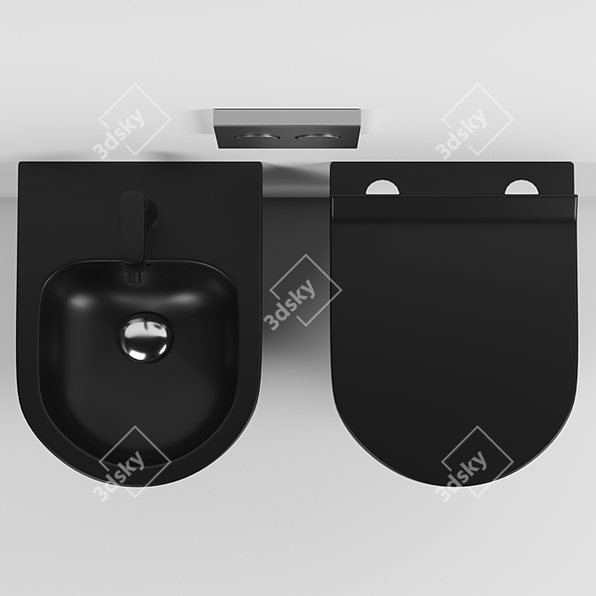 Aldo Matt Black Wall Hung Toilet with Removable Soft Close Lid 3D model image 2