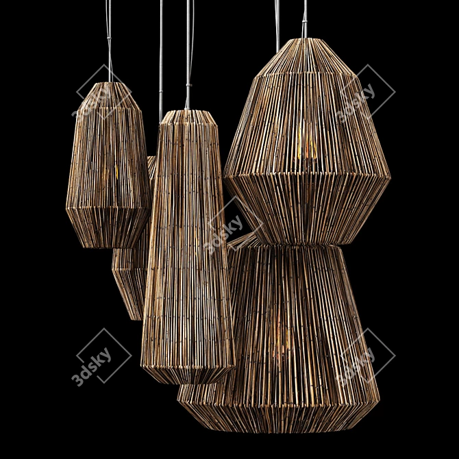 Big Rattan Lamp Barrel 3D model image 2