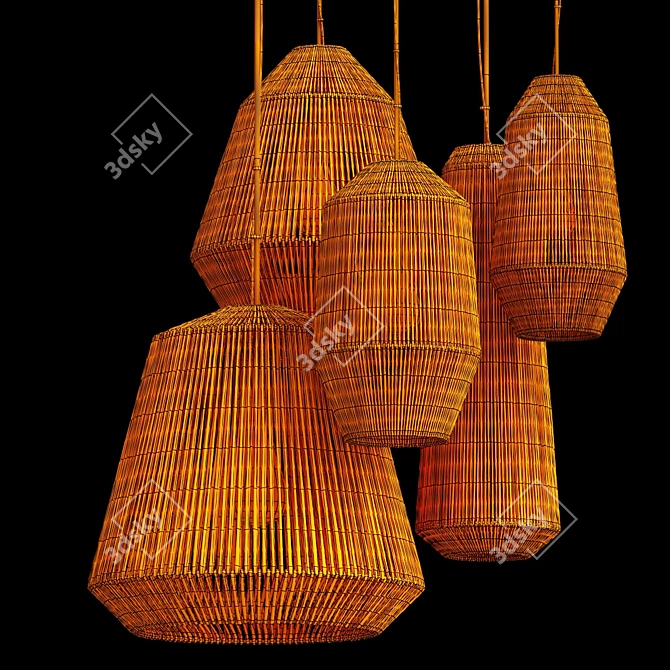 Big Rattan Lamp Barrel 3D model image 7