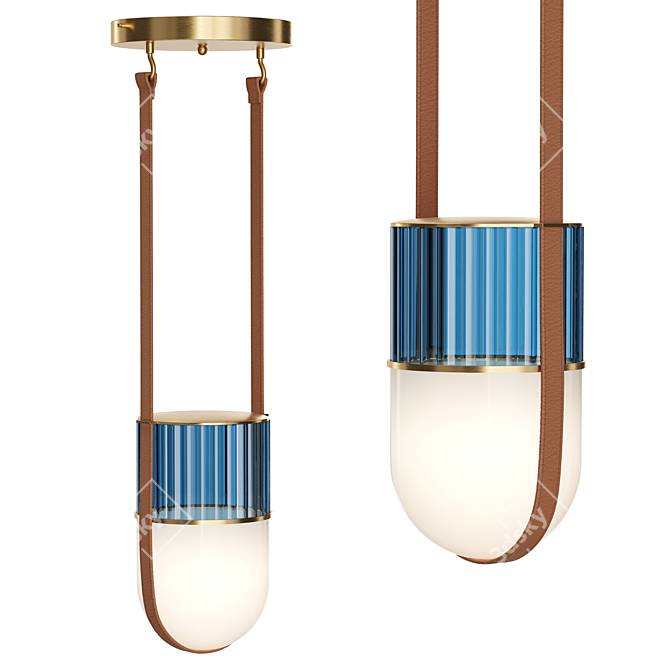 Industrialized Elegance: Dario Hanging Lamp 3D model image 1