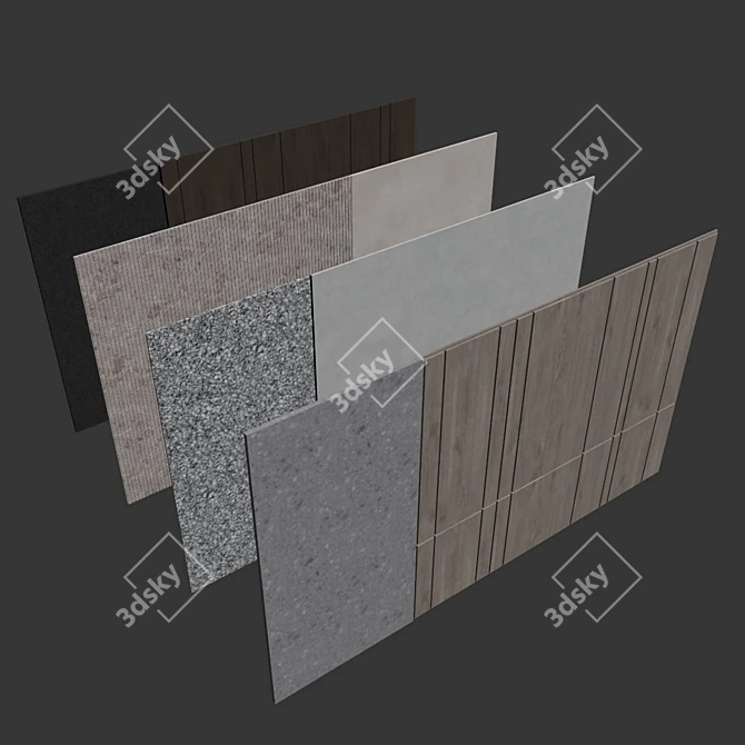 Decorative Wall Panel Set - Stylish Home Decor Solution 3D model image 6