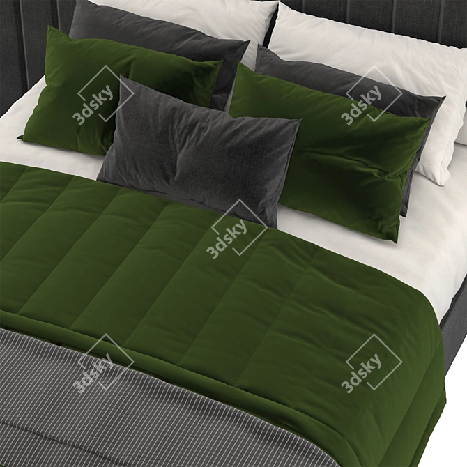 Striped Headboard Bed: Sleek and Stylish 3D model image 4