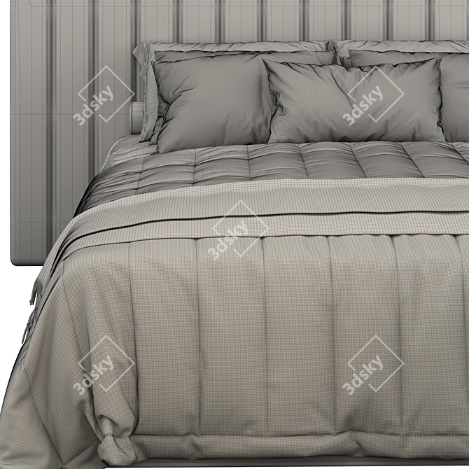 Striped Headboard Bed: Sleek and Stylish 3D model image 5