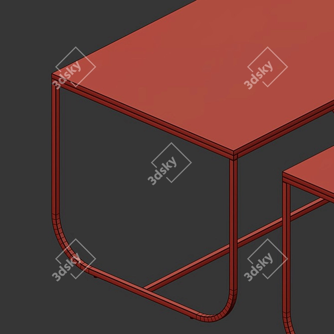 Elegant Tati Dining Table | Oak or Stone Top 3D model image 3