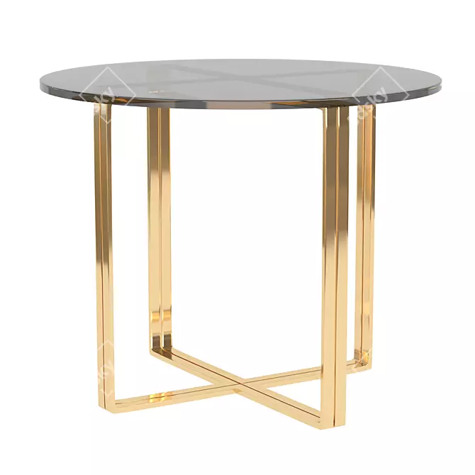 Sleek Silverado Brass Glass Dining Table 3D model image 1