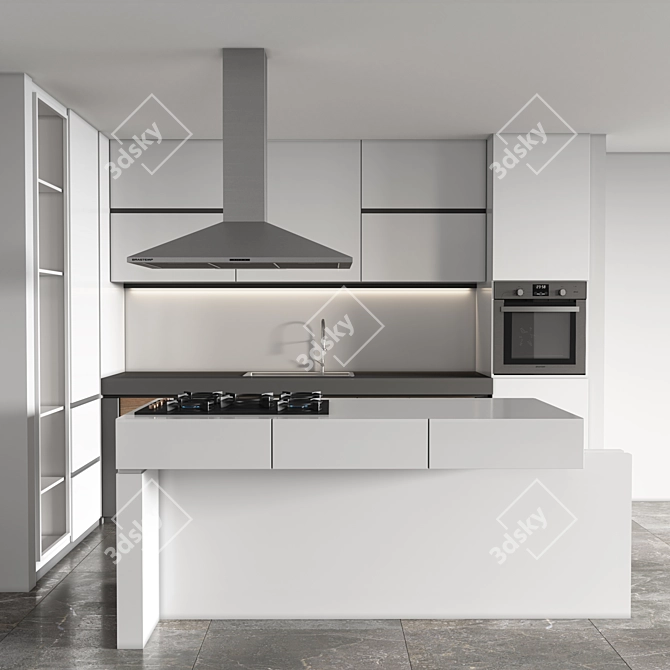 Modern 2015 Kitchen Unit 3D model image 1