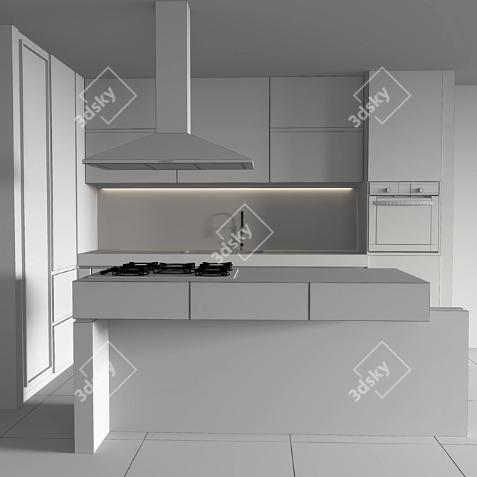 Modern 2015 Kitchen Unit 3D model image 5