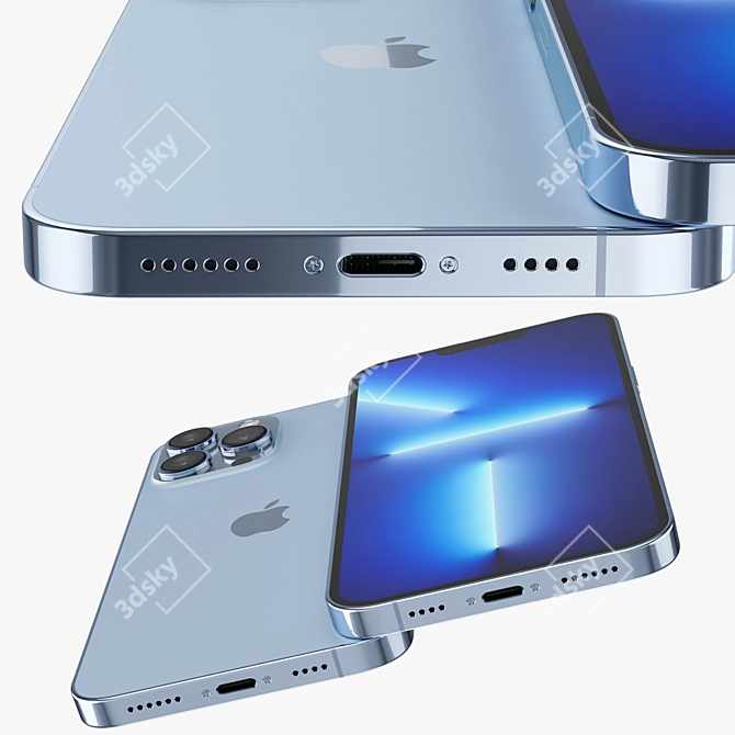 Sierra Blue iPhone 13 Pro MAX: Stunning Rendering 3D model image 3