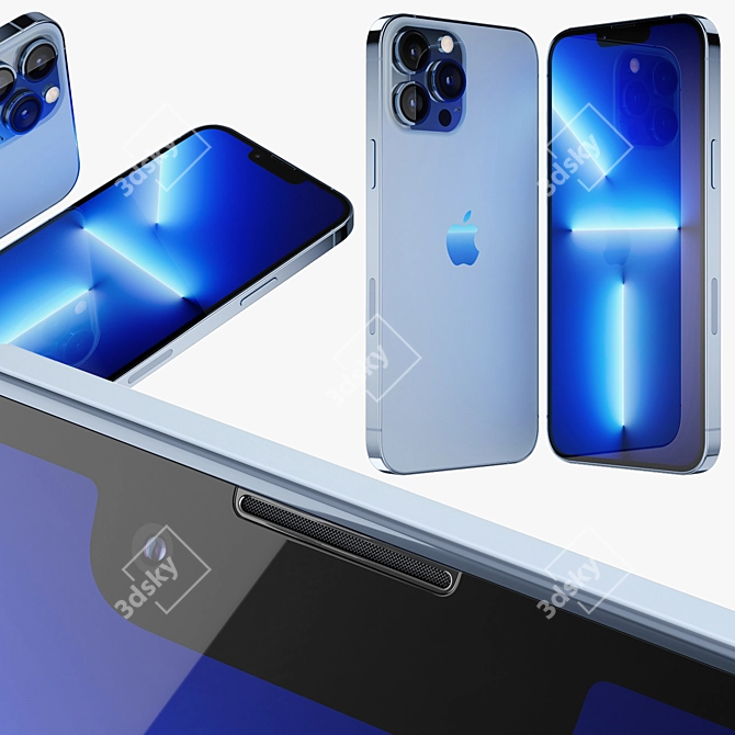 Sierra Blue iPhone 13 Pro MAX: Stunning Rendering 3D model image 6