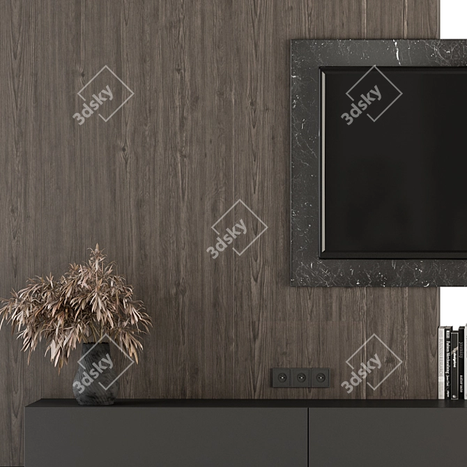 Rustic Blend Woodstone TV Wall 3D model image 2